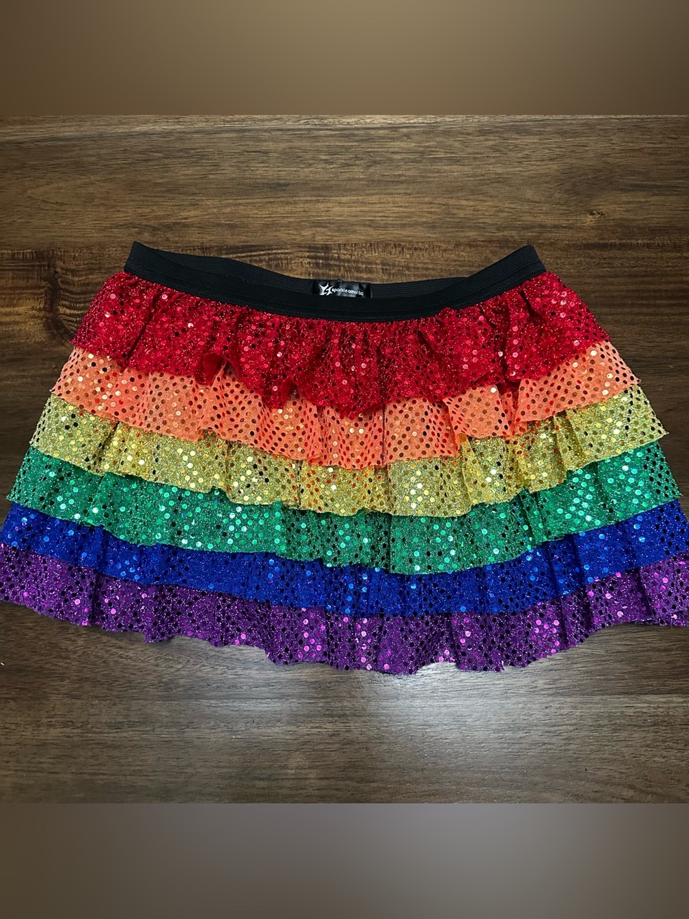 Sparkle Athletic Rainbow Ruffle Skirt Small